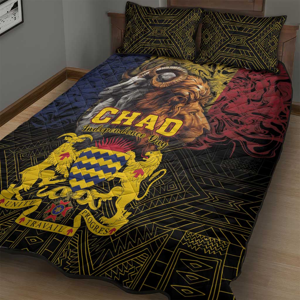 Chad Independence Day 1960 Quilt Bed Set Tchad Goat and Lion African Pattern LT01