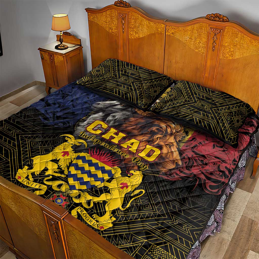 Chad Independence Day 1960 Quilt Bed Set Tchad Goat and Lion African Pattern LT01