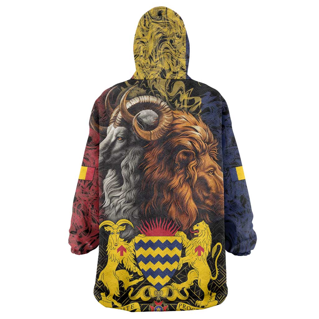Chad Independence Day 1960 Wearable Blanket Hoodie Tchad Goat and Lion African Pattern LT01