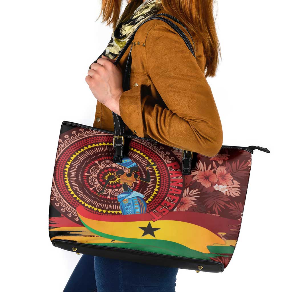 Panafest Leather Tote Bag Ghana Tropical African Pattern LT01