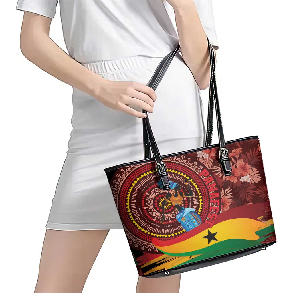Panafest Leather Tote Bag Ghana Tropical African Pattern LT01