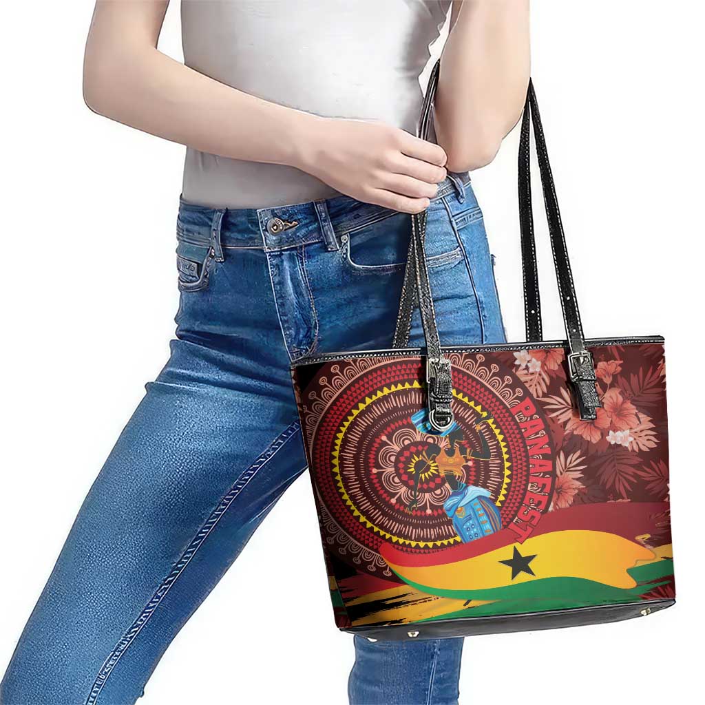 Panafest Leather Tote Bag Ghana Tropical African Pattern LT01