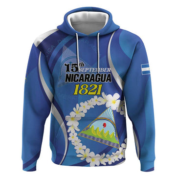Personalized Nicaragua Independence Day 1821 Hoodie Plumeria Floral LT01