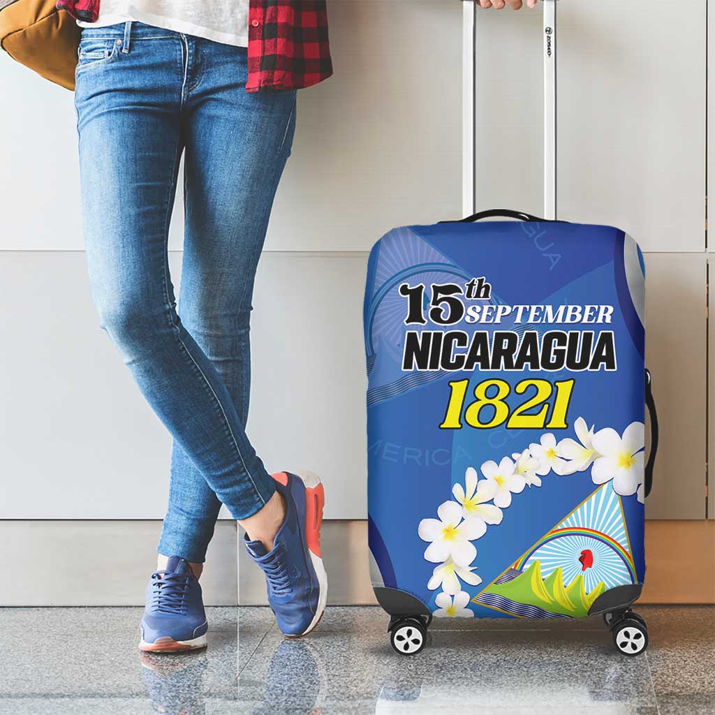 Nicaragua Independence Day 1821 Luggage Cover Plumeria Floral LT01