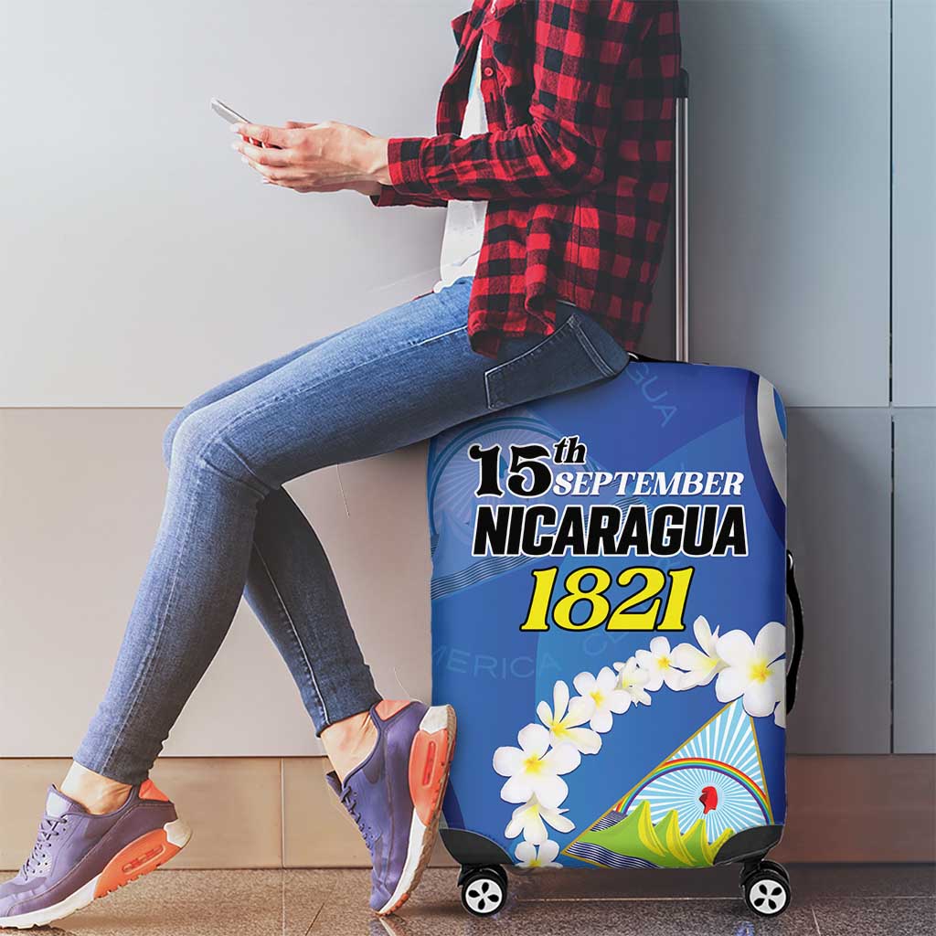 Nicaragua Independence Day 1821 Luggage Cover Plumeria Floral LT01