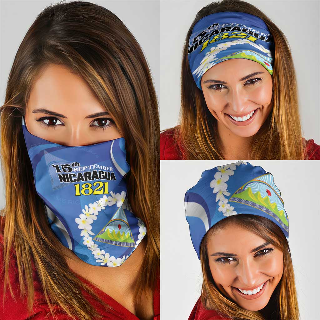 Nicaragua Independence Day 1821 Neck Gaiter Plumeria Floral LT01