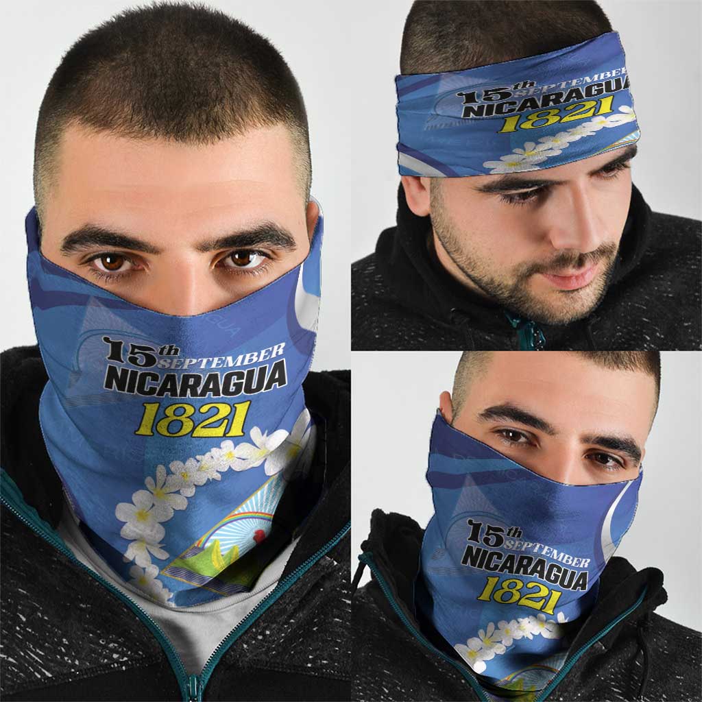 Nicaragua Independence Day 1821 Neck Gaiter Plumeria Floral LT01