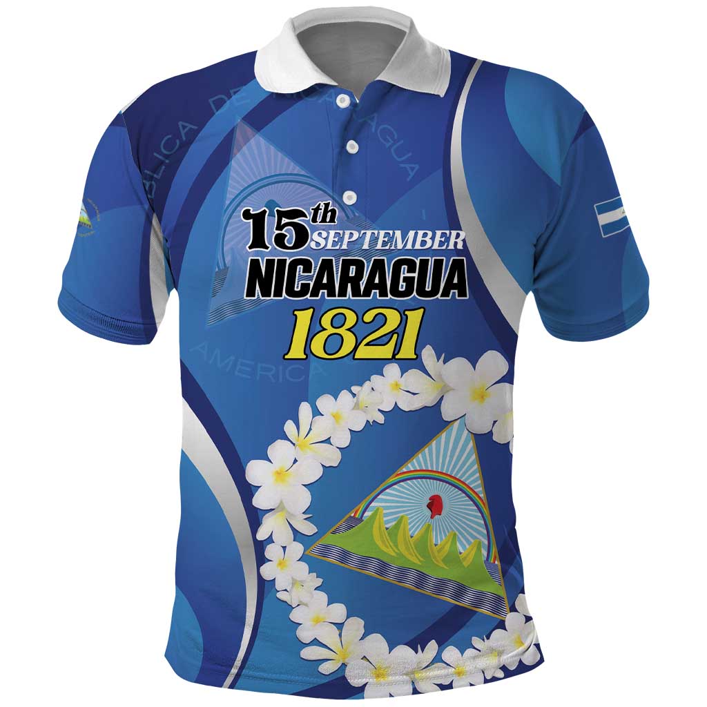 Personalized Nicaragua Independence Day 1821 Polo Shirt Plumeria Floral LT01
