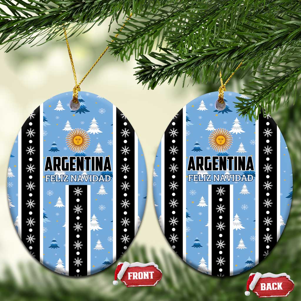 Argentina Christmas Ceramic Ornament Feliz Navidad Sol de Mayo LT01