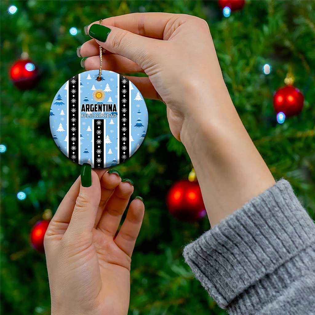 Argentina Christmas Ceramic Ornament Feliz Navidad Sol de Mayo LT01
