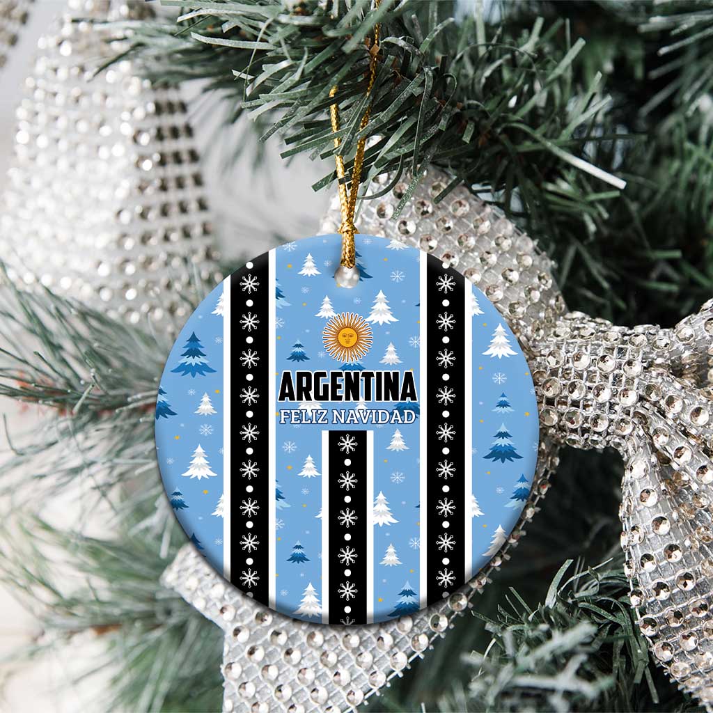 Argentina Christmas Ceramic Ornament Feliz Navidad Sol de Mayo LT01