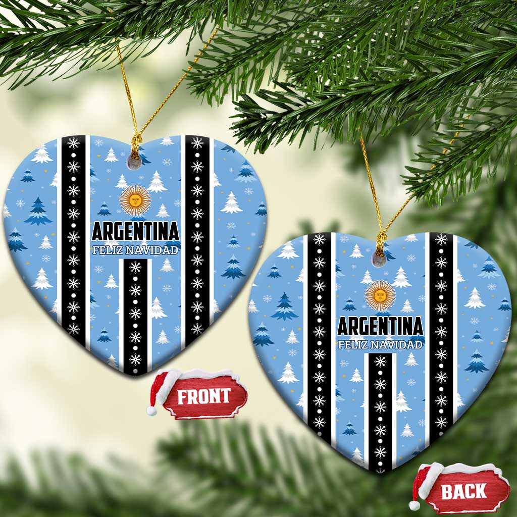 Argentina Christmas Ceramic Ornament Feliz Navidad Sol de Mayo LT01