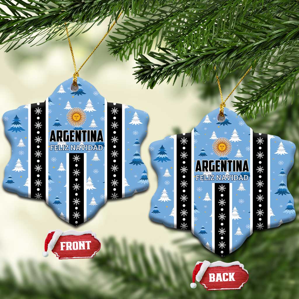 Argentina Christmas Ceramic Ornament Feliz Navidad Sol de Mayo LT01