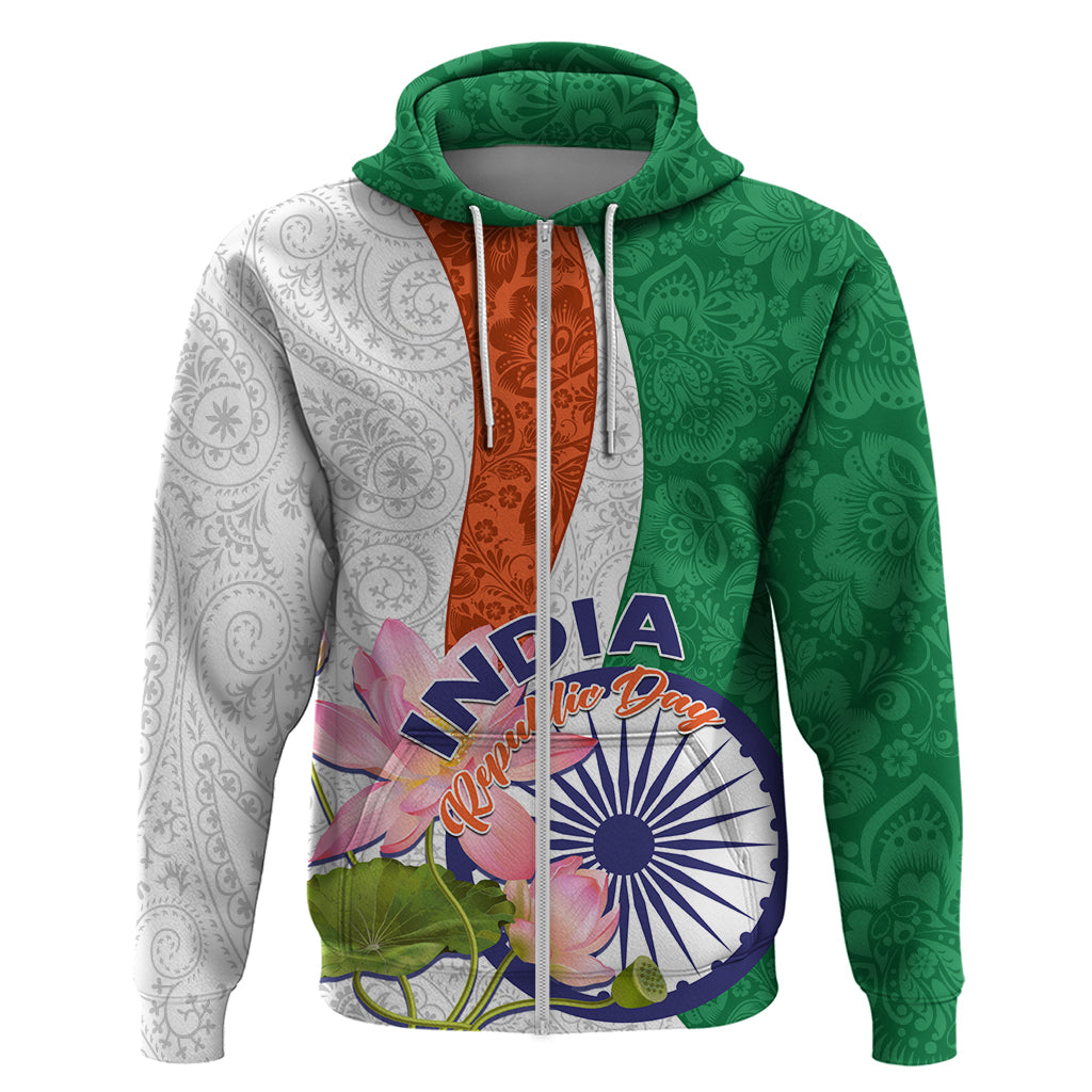 India Republic Day Hoodie Lotus Floral Paisley Pattern LT01