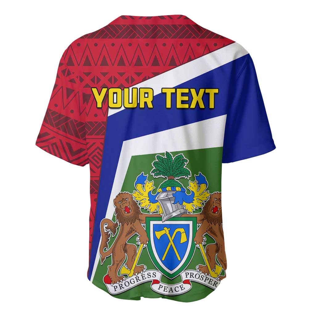 Gambia Independence Day Baseball Jersey with Coat of Arms and African Pattern LT01