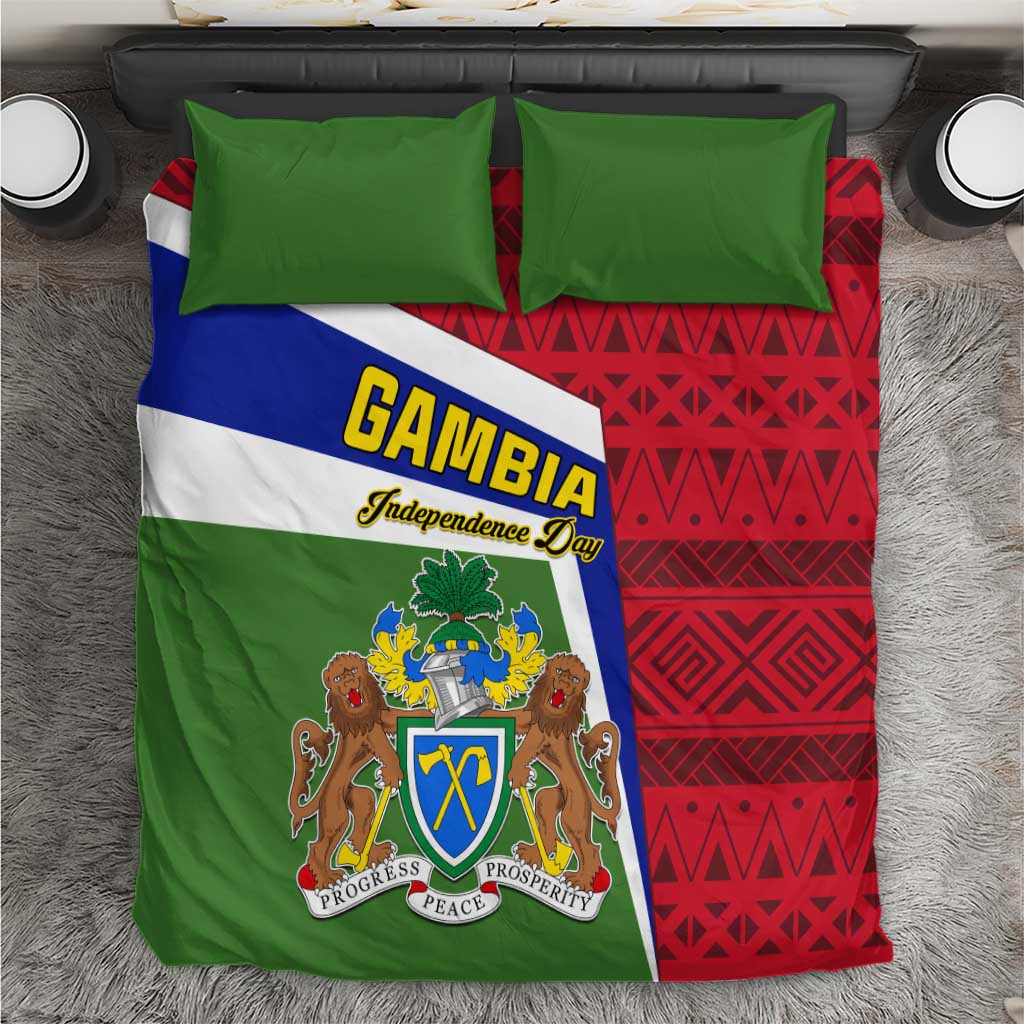Gambia Independence Day Bedding Set with Coat of Arms and African Pattern LT01