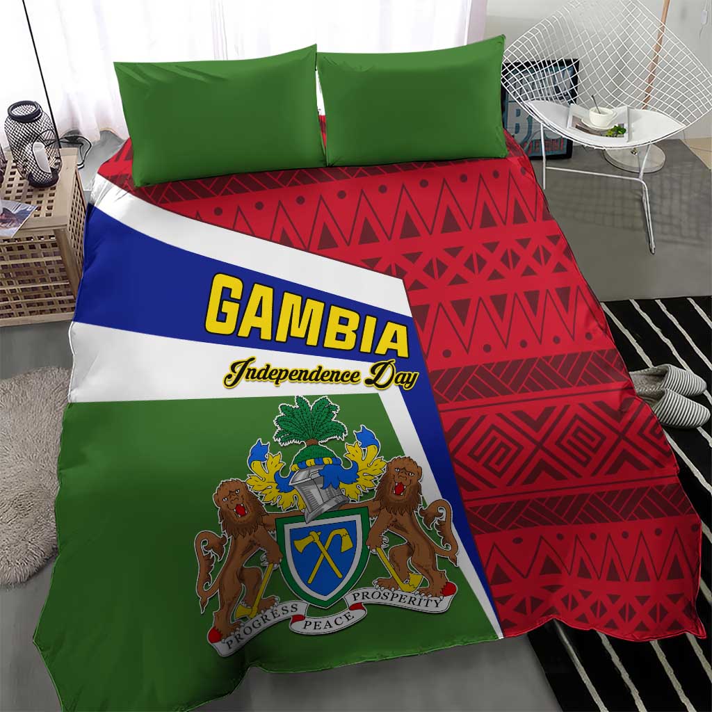 Gambia Independence Day Bedding Set with Coat of Arms and African Pattern LT01