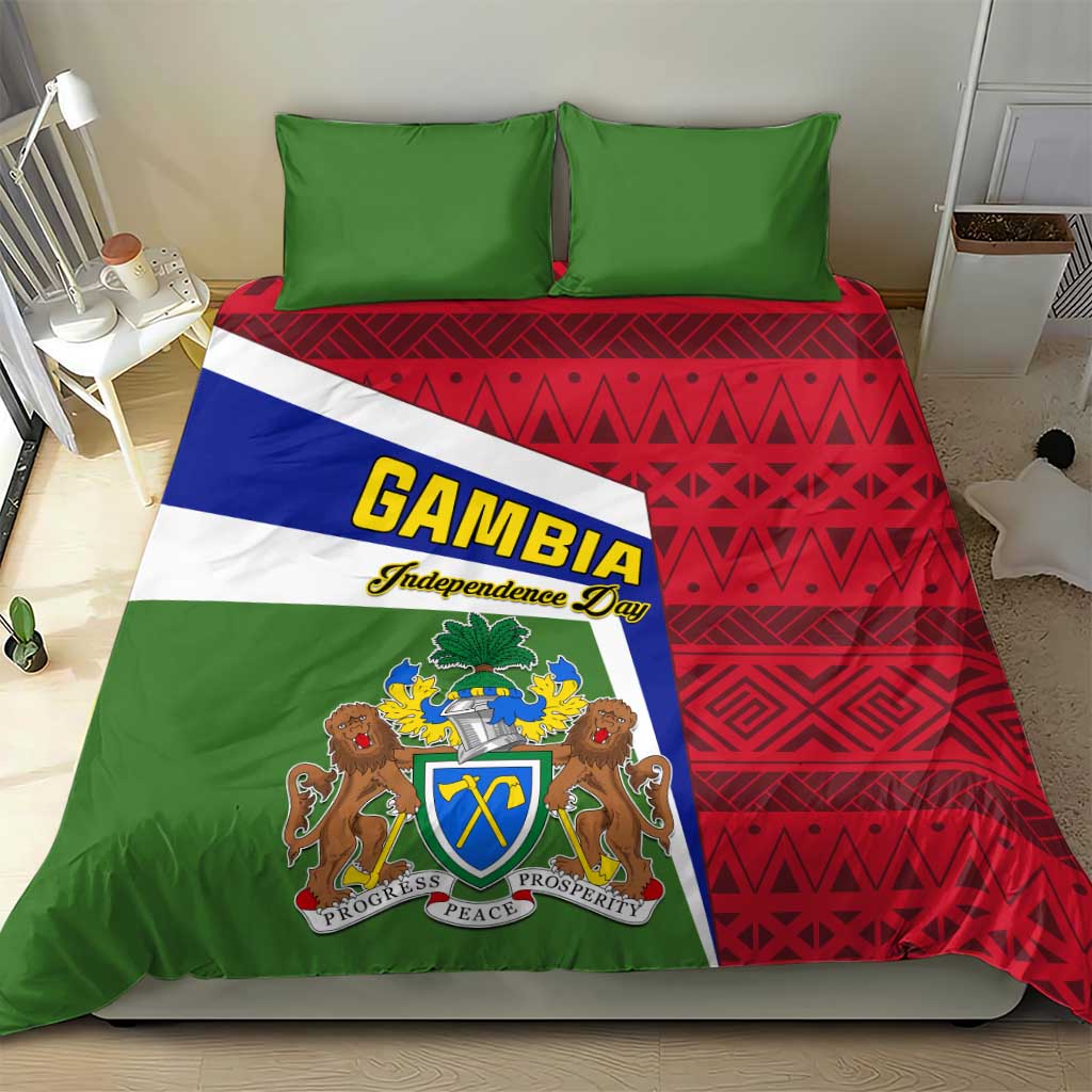 Gambia Independence Day Bedding Set with Coat of Arms and African Pattern LT01