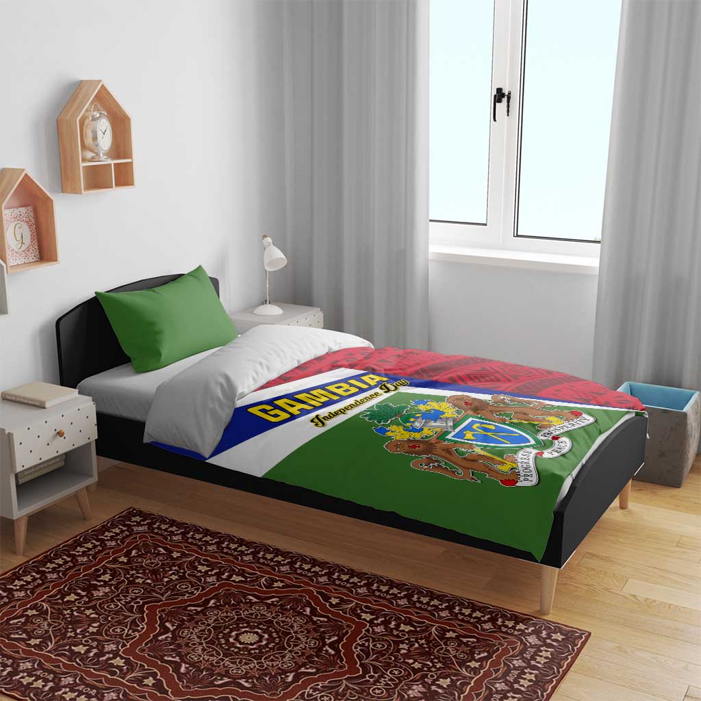 Gambia Independence Day Bedding Set with Coat of Arms and African Pattern LT01