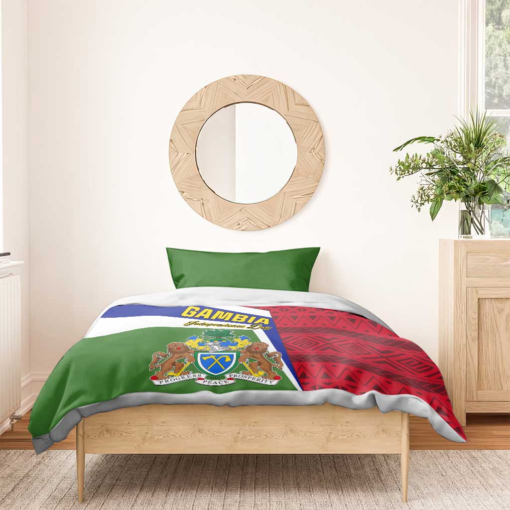 Gambia Independence Day Bedding Set with Coat of Arms and African Pattern LT01