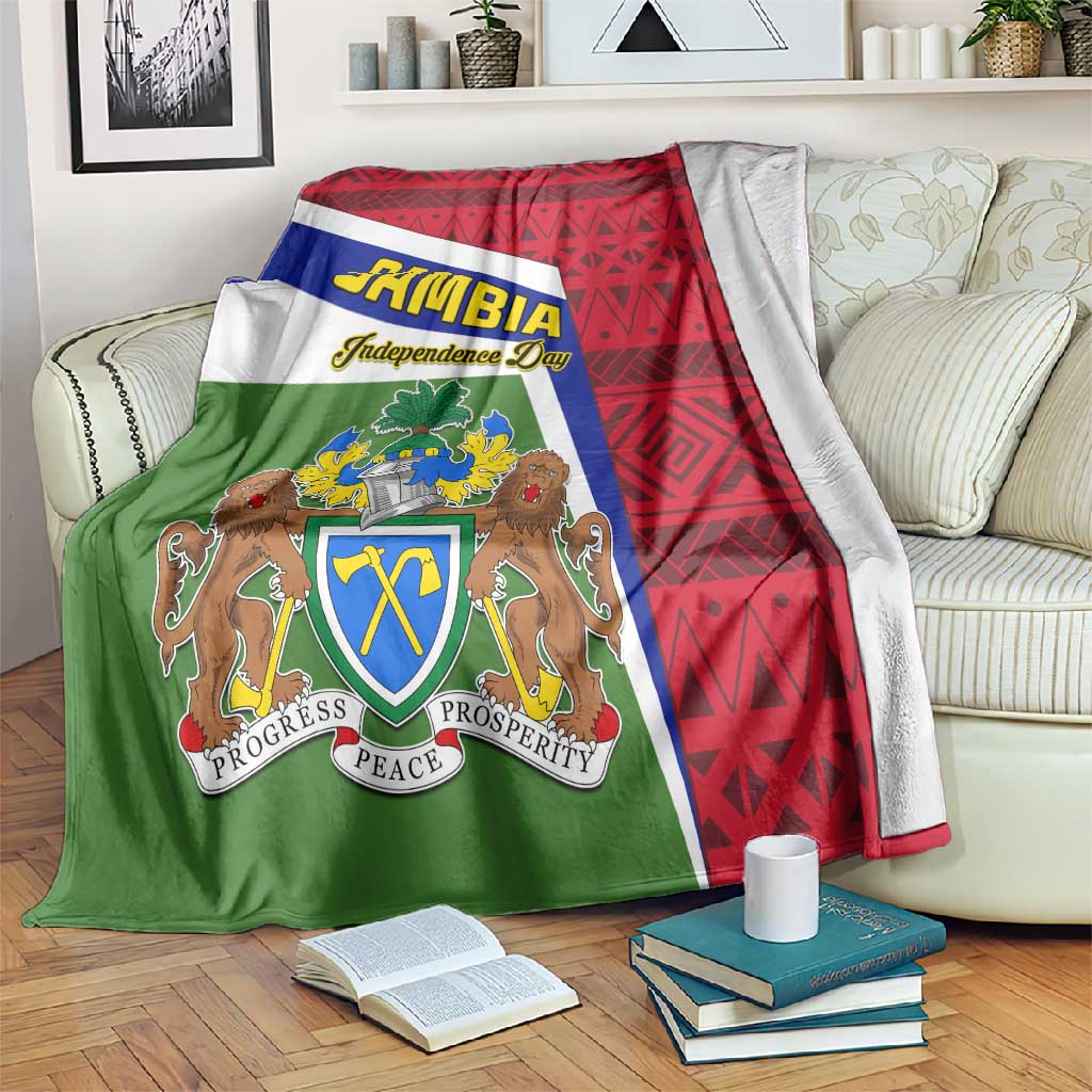 Gambia Independence Day Blanket with Coat of Arms and African Pattern LT01