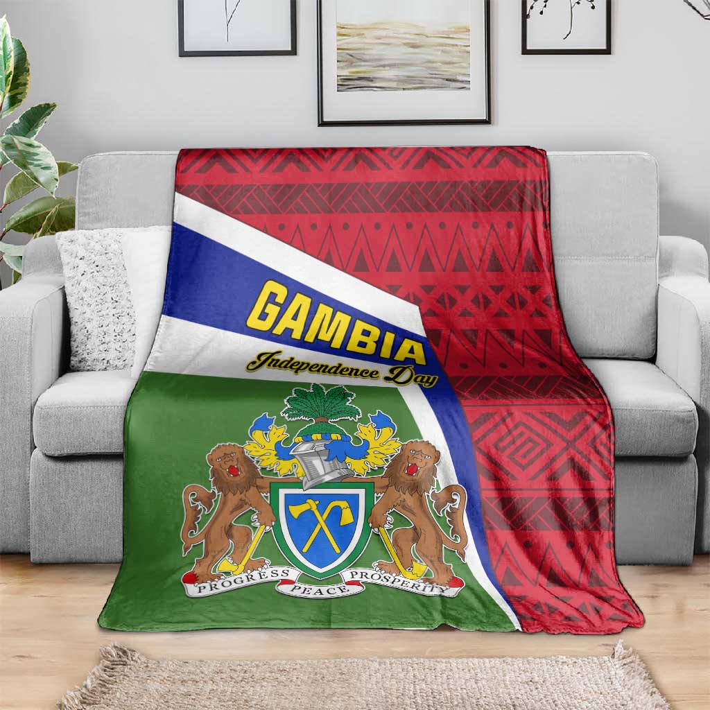 Gambia Independence Day Blanket with Coat of Arms and African Pattern LT01