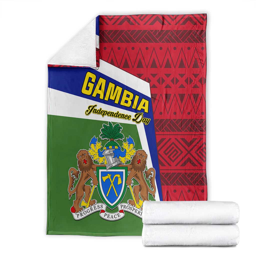 Gambia Independence Day Blanket with Coat of Arms and African Pattern LT01