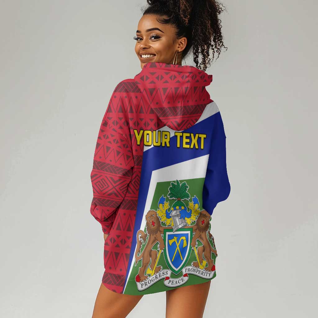Gambia Independence Day Hoodie Dress with Coat of Arms and African Pattern LT01