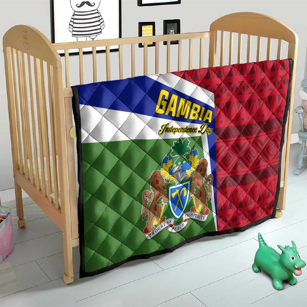 Gambia Independence Day Quilt with Coat of Arms and African Pattern LT01
