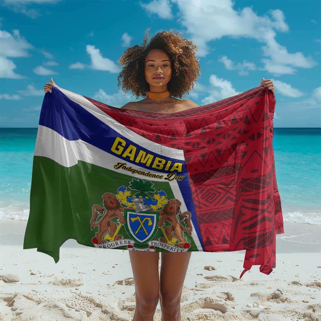 Gambia Independence Day Sarong with Coat of Arms and African Pattern LT01