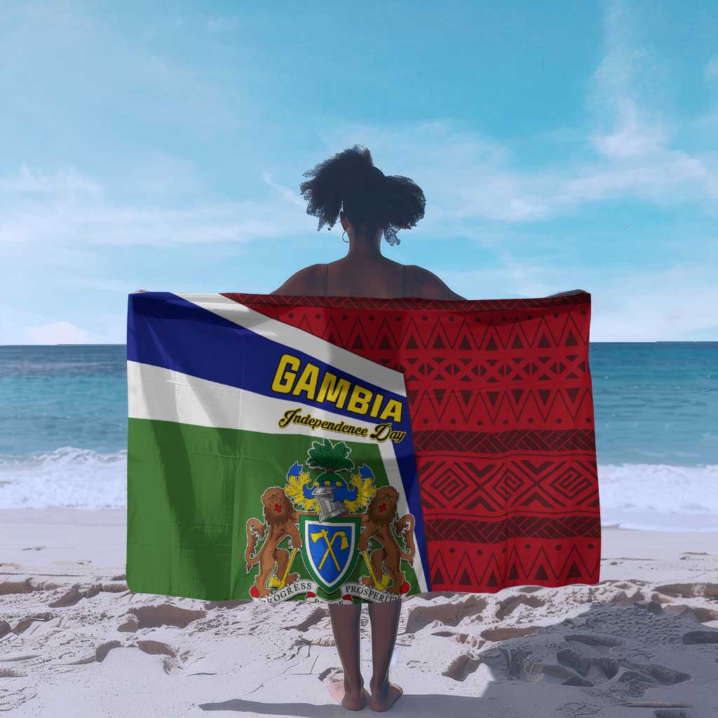Gambia Independence Day Sarong with Coat of Arms and African Pattern LT01