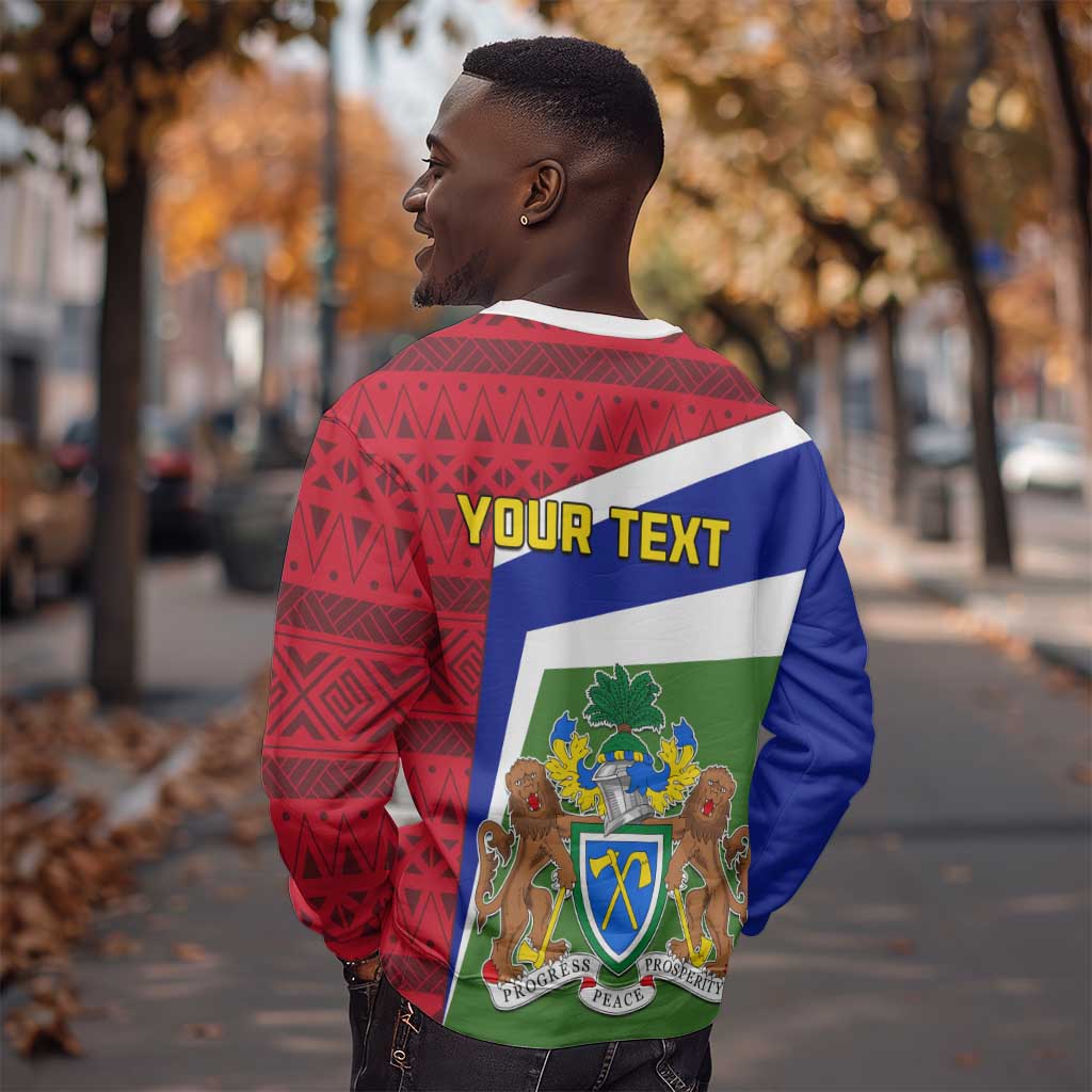 Gambia Independence Day Sweatshirt with Coat of Arms and African Pattern LT01