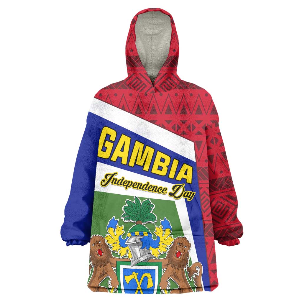 Gambia Independence Day Wearable Blanket Hoodie with Coat of Arms and African Pattern LT01