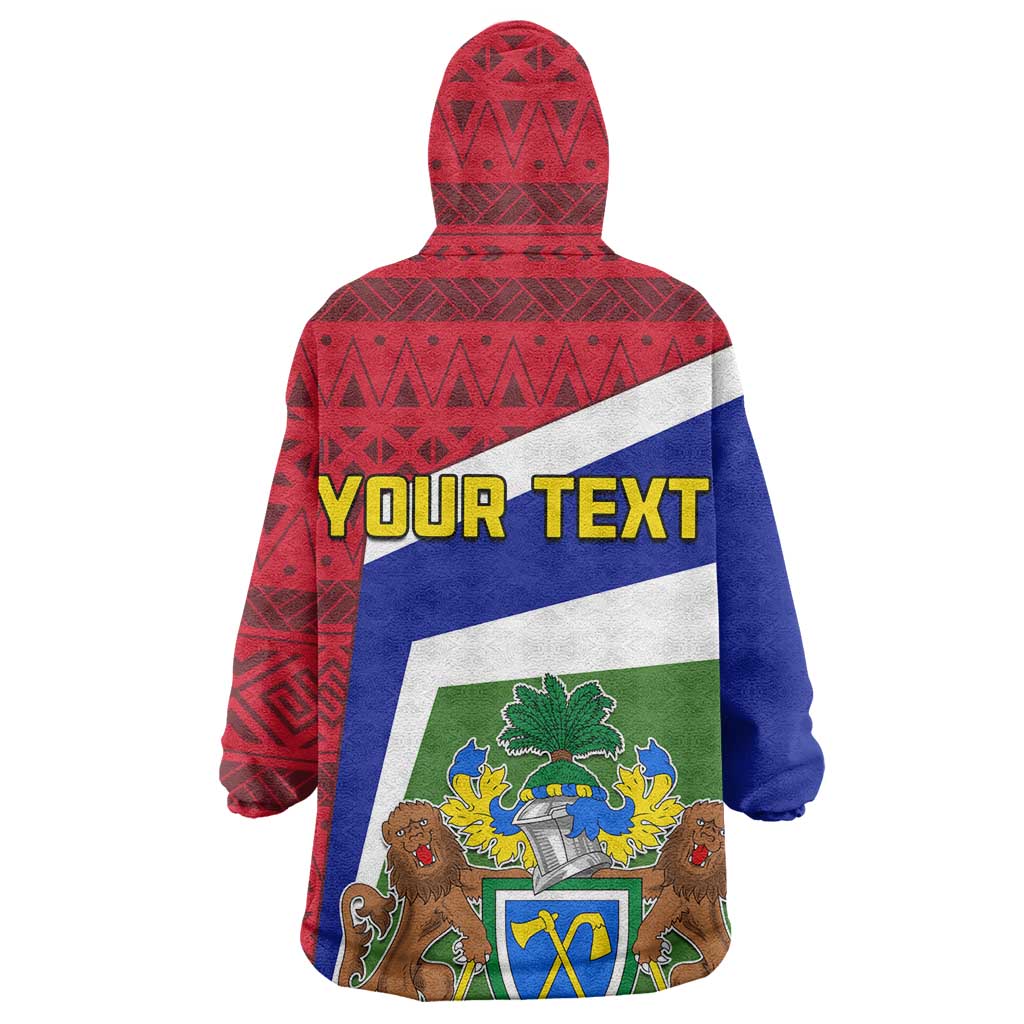 Gambia Independence Day Wearable Blanket Hoodie with Coat of Arms and African Pattern LT01