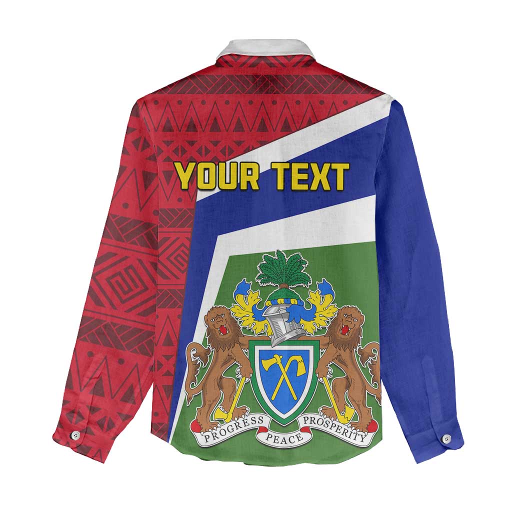 Gambia Independence Day Women Casual Shirt with Coat of Arms and African Pattern LT01