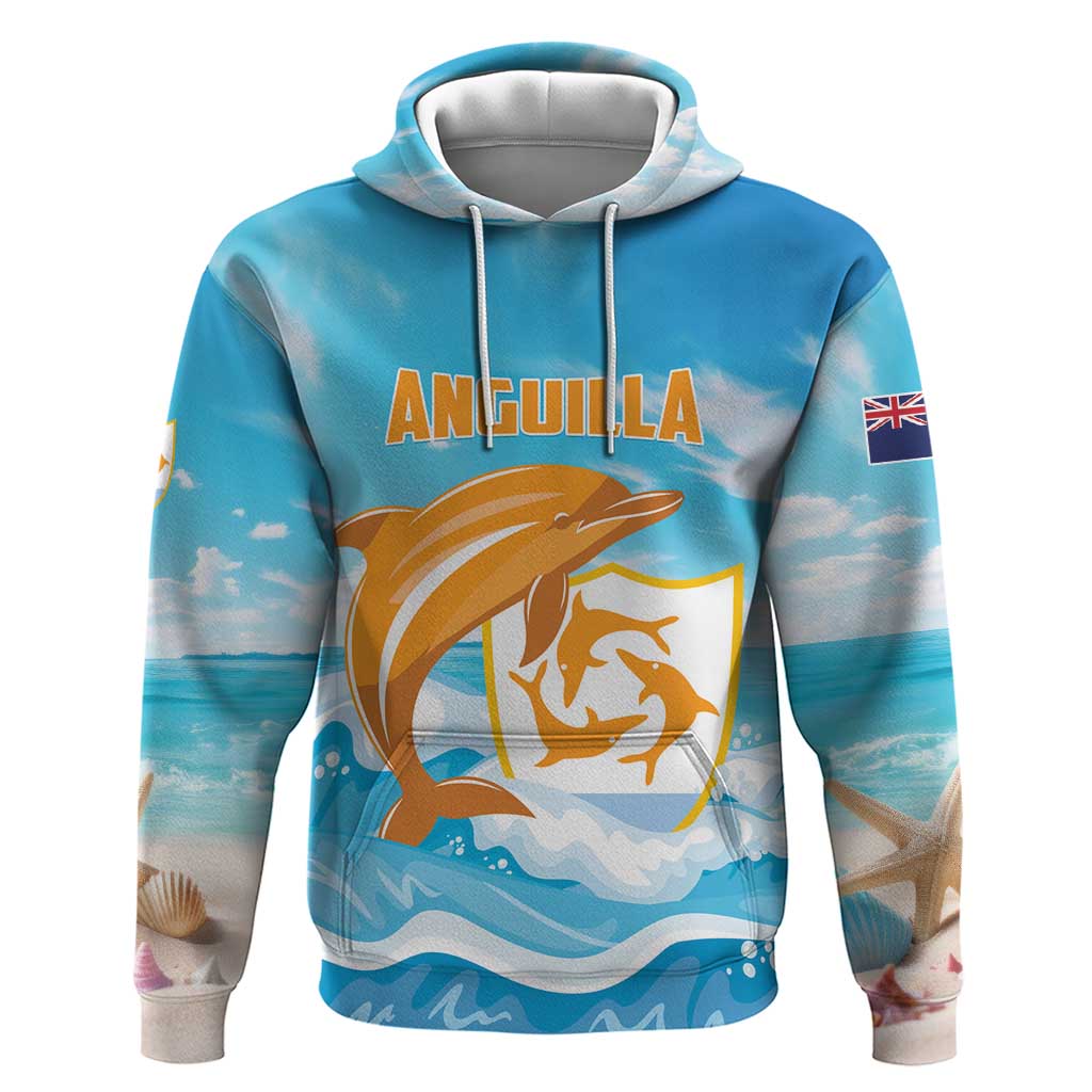 Personalized Anguilla Hoodie Three Orange Gold Natural Dolphins LT01