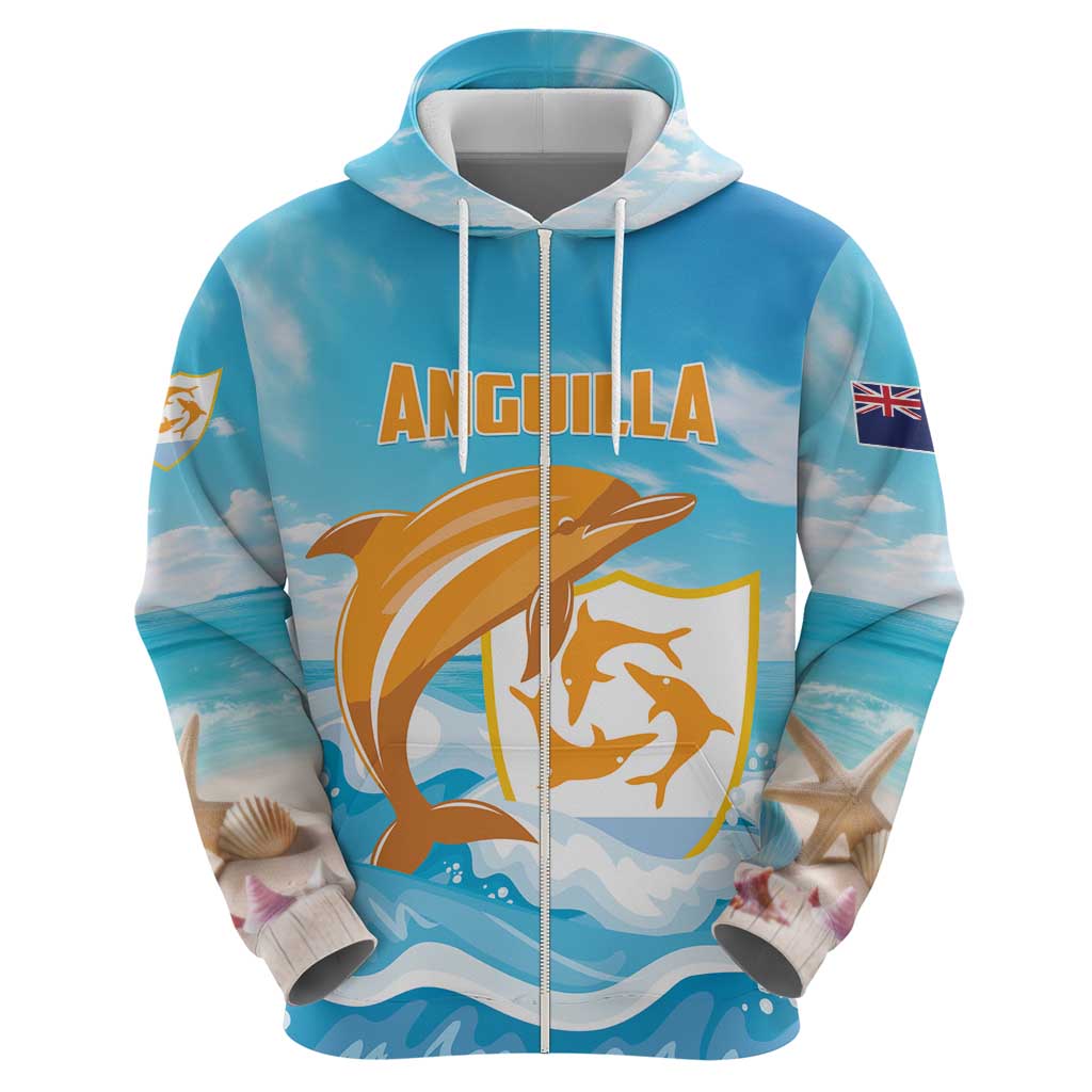 Personalized Anguilla Hoodie Three Orange Gold Natural Dolphins LT01