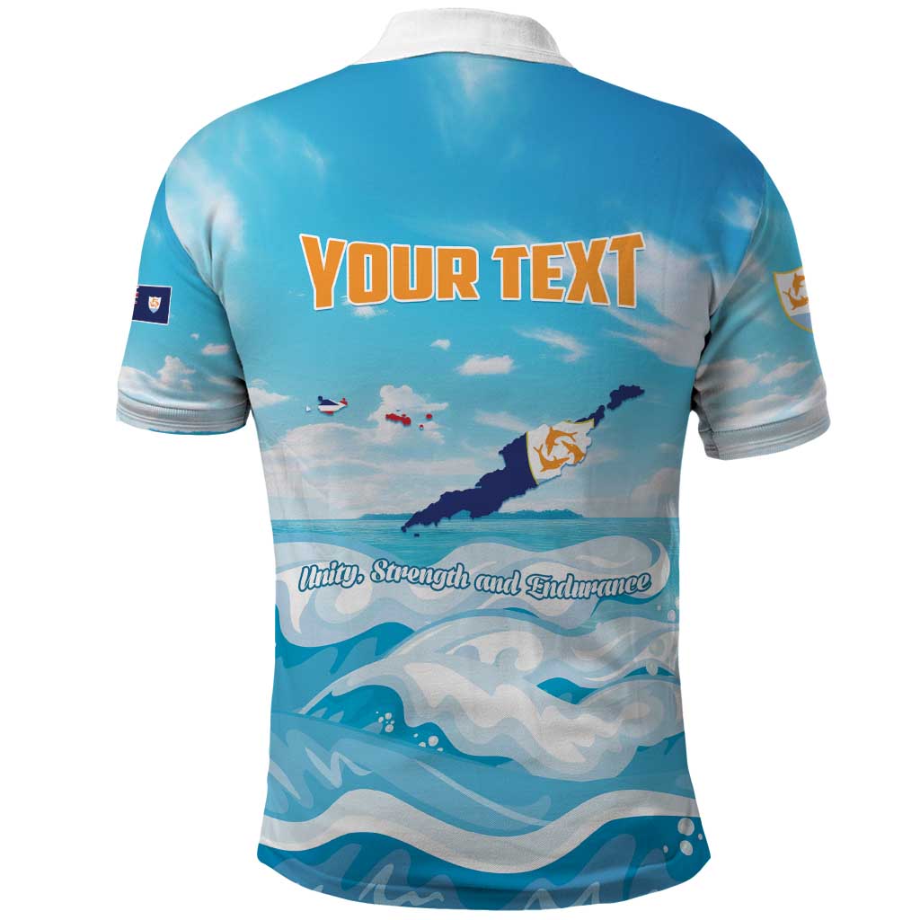 Personalized Anguilla Polo Shirt Three Orange Gold Natural Dolphins LT01