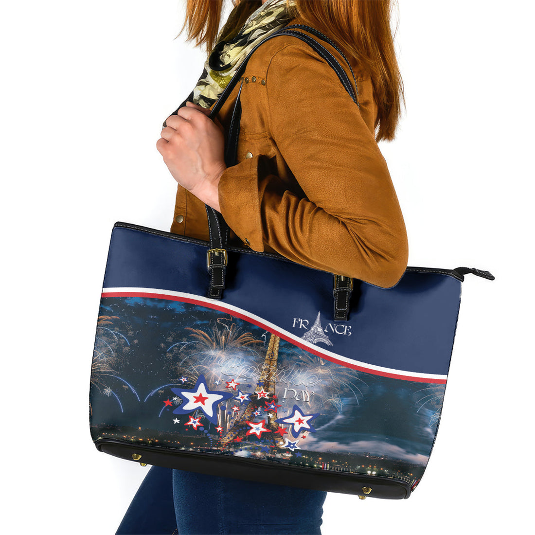 France Bastille Day Leather Tote Bag Fete Nationale du 14 juillet LT01