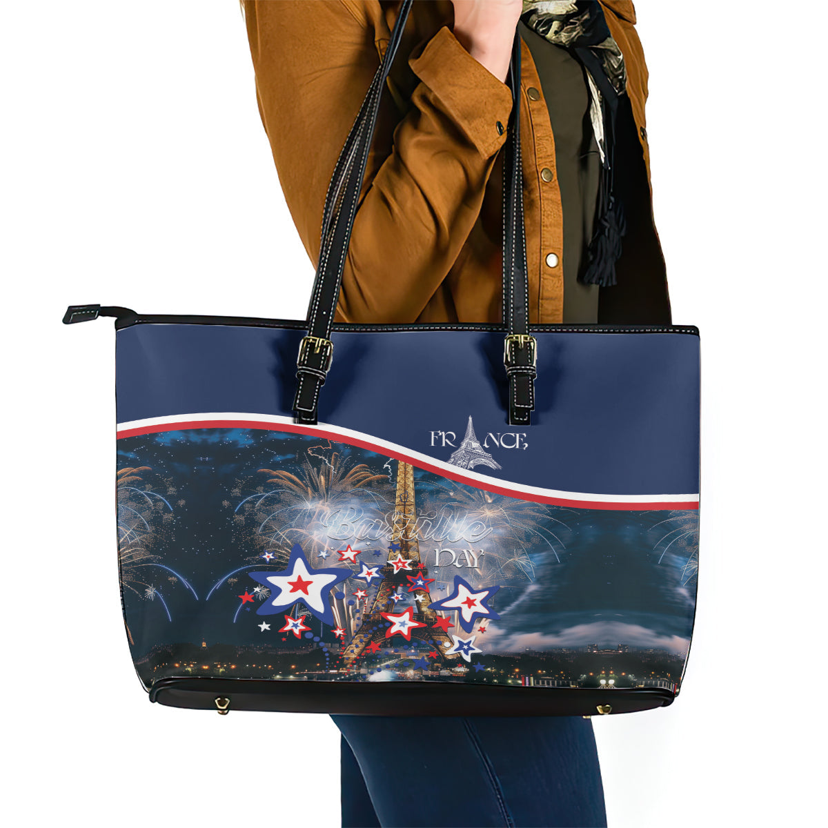 France Bastille Day Leather Tote Bag Fete Nationale du 14 juillet LT01