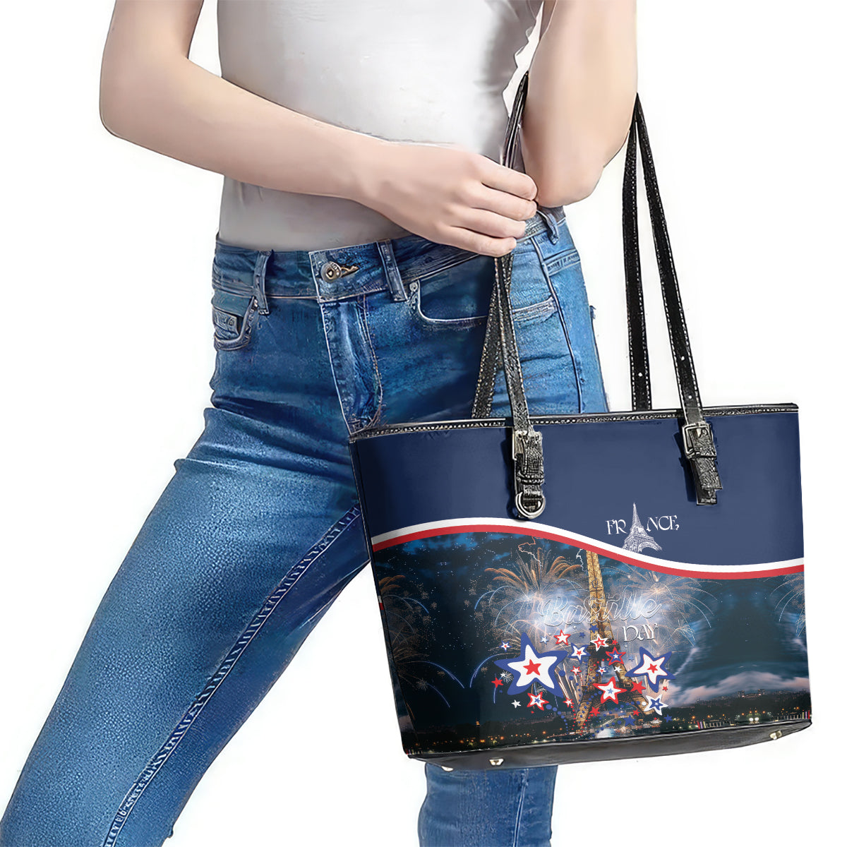 France Bastille Day Leather Tote Bag Fete Nationale du 14 juillet LT01