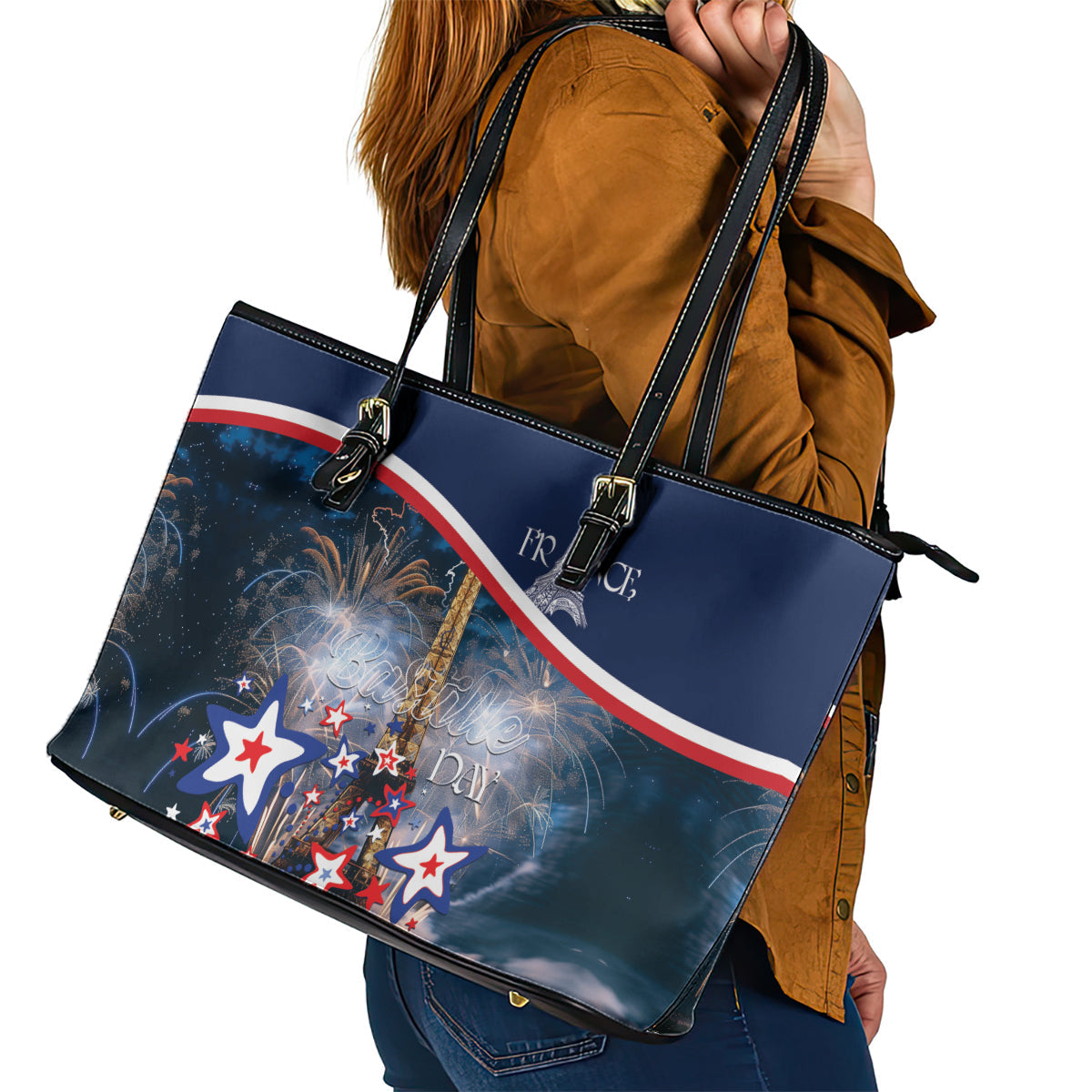 France Bastille Day Leather Tote Bag Fete Nationale du 14 juillet LT01
