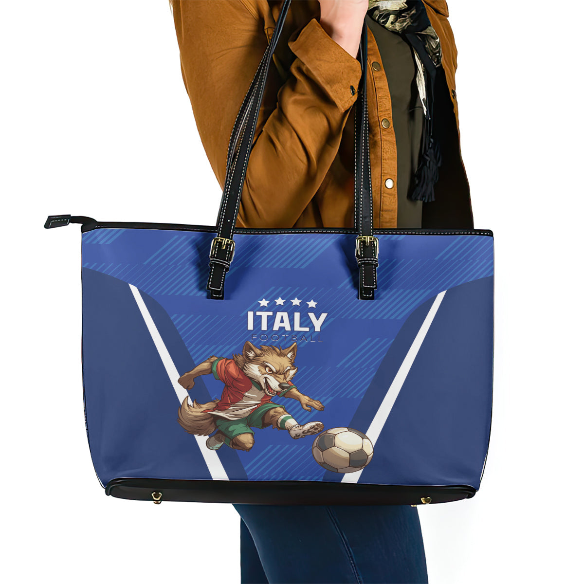 Italy 2024 Football Leather Tote Bag 2024 Go Gli Azzurri LT01