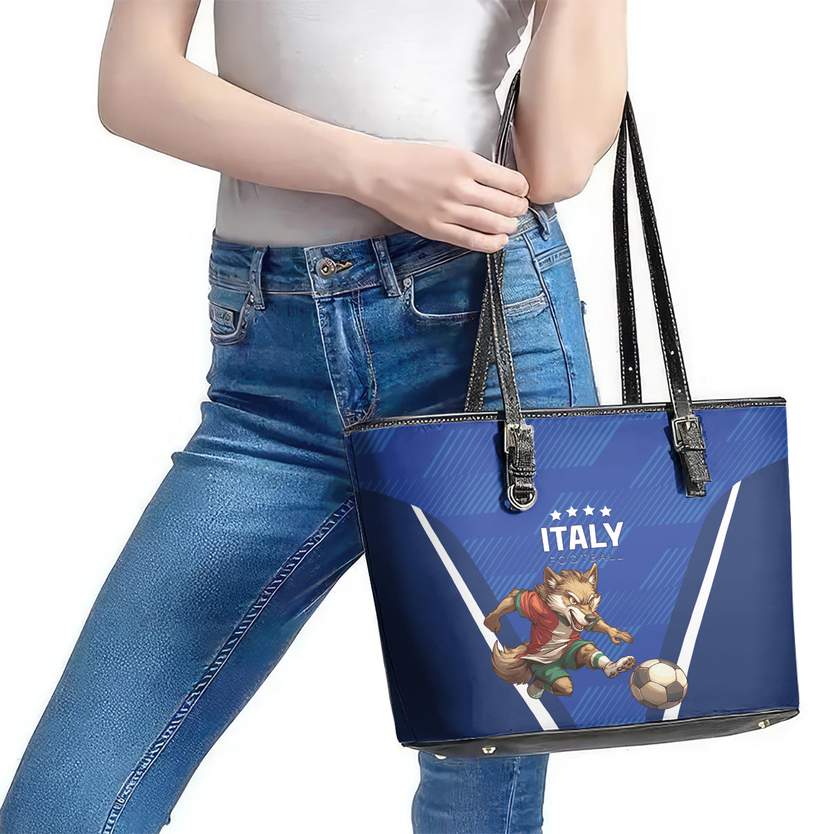 Italy 2024 Football Leather Tote Bag 2024 Go Gli Azzurri LT01