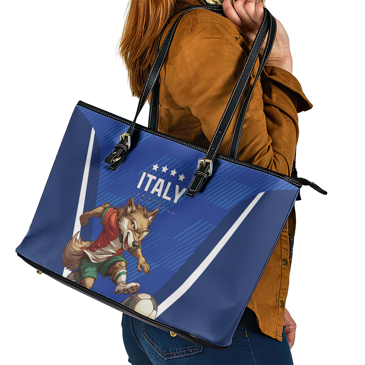 Italy 2024 Football Leather Tote Bag 2024 Go Gli Azzurri LT01