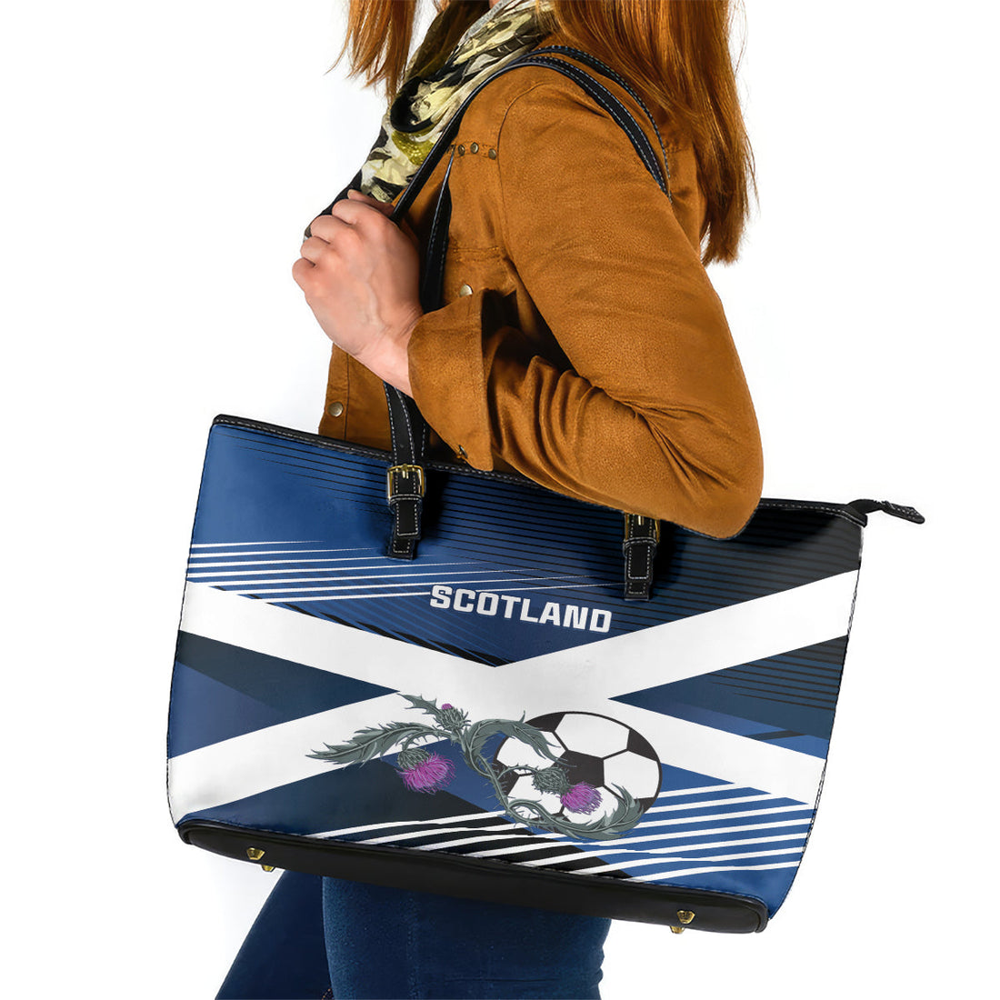 Scotland 2024 Football Leather Tote Bag 2024 Go Champions LT01