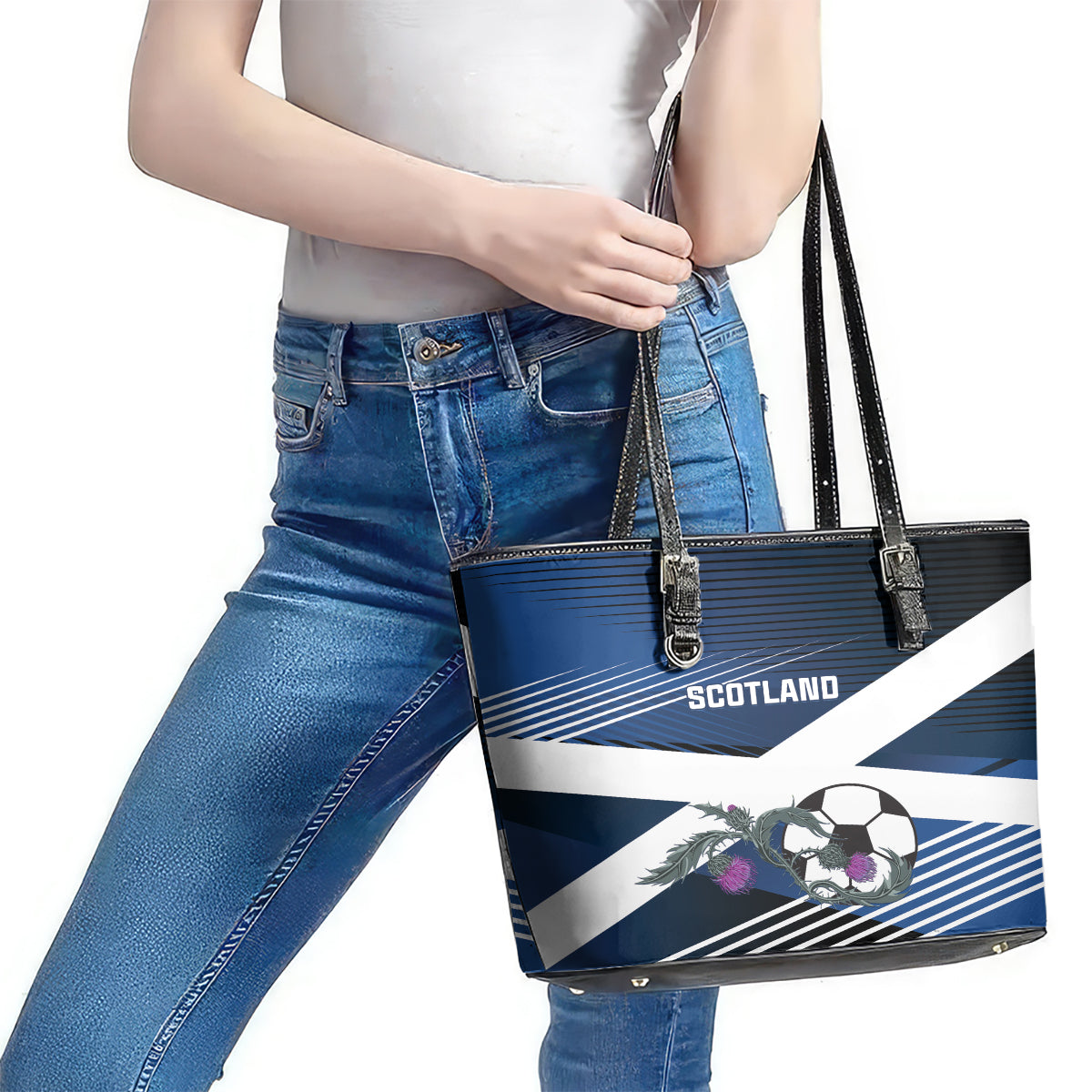 Scotland 2024 Football Leather Tote Bag 2024 Go Champions LT01