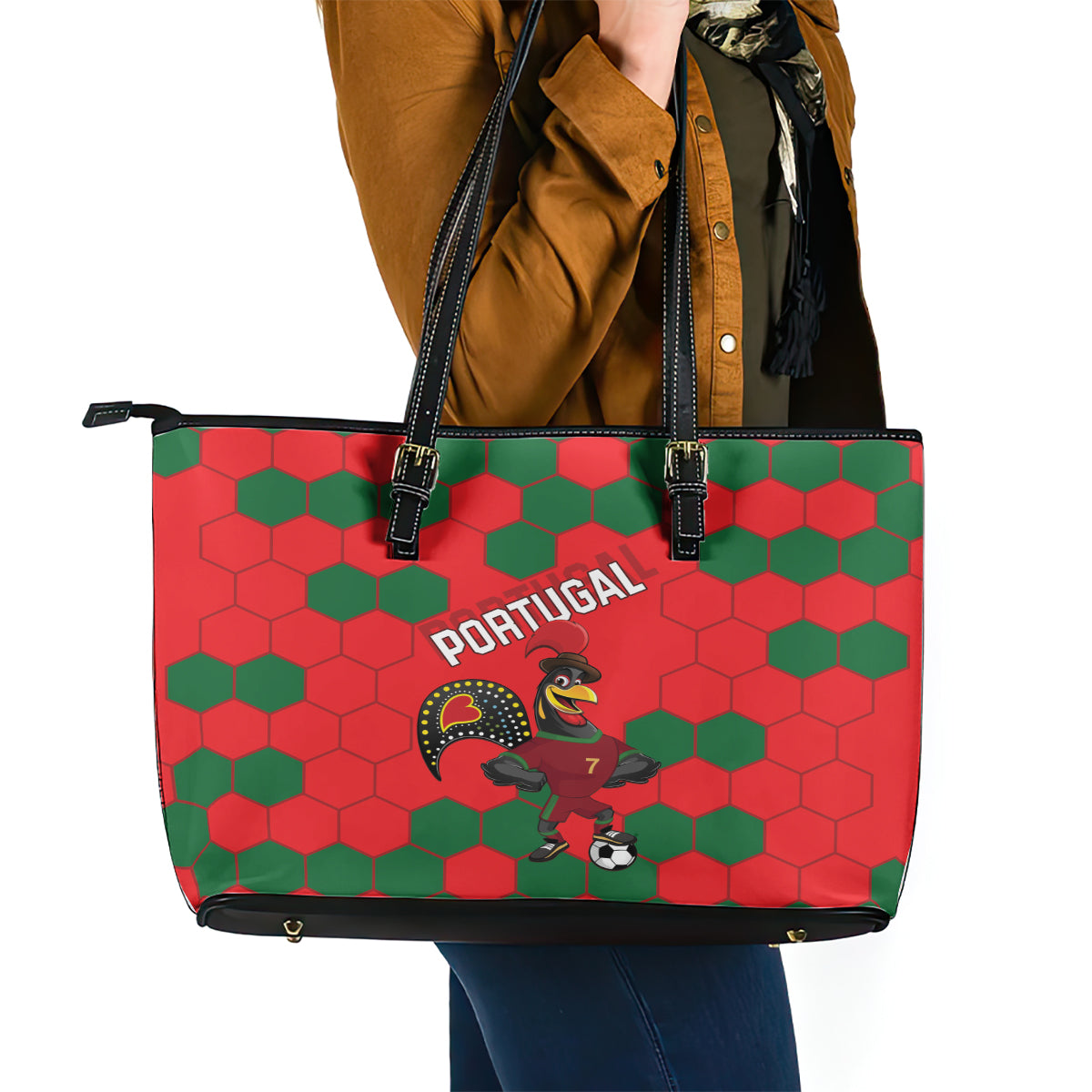 Portugal 2024 Football Leather Tote Bag 2024 Go Champions LT01