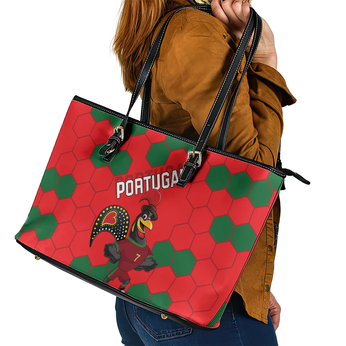 Portugal 2024 Football Leather Tote Bag 2024 Go Champions LT01