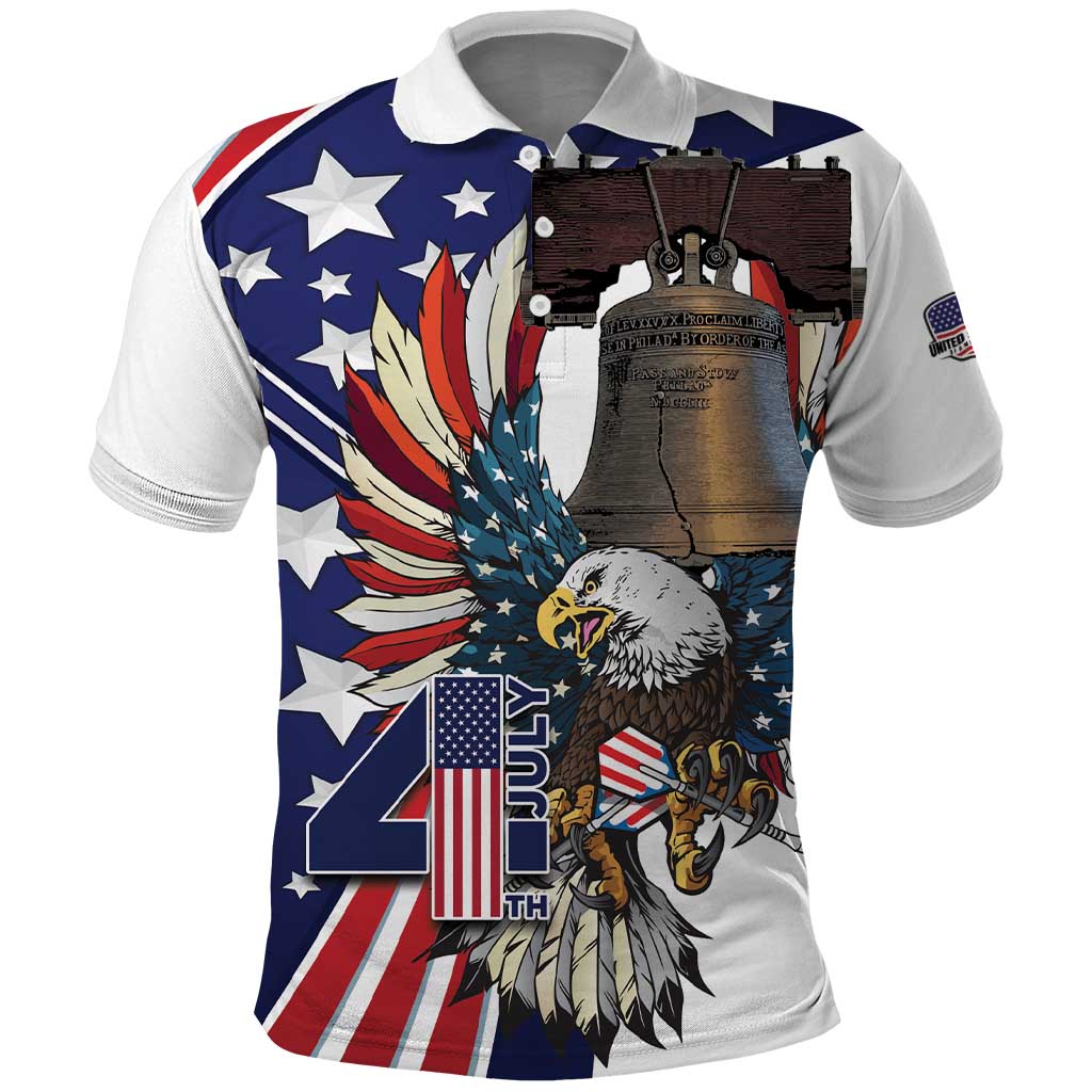 Personalized USA 4th Of July Polo Shirt United State Eagle Liberty Bell LT01